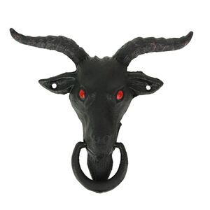 Black Enamel Cast Iron Baphomet Sabbatic Goat Head Decorative Doorknocker